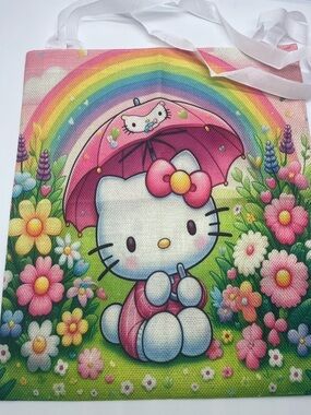 Sanrio Hello Kitty Pink Umbrella Rainbow Floral Tote